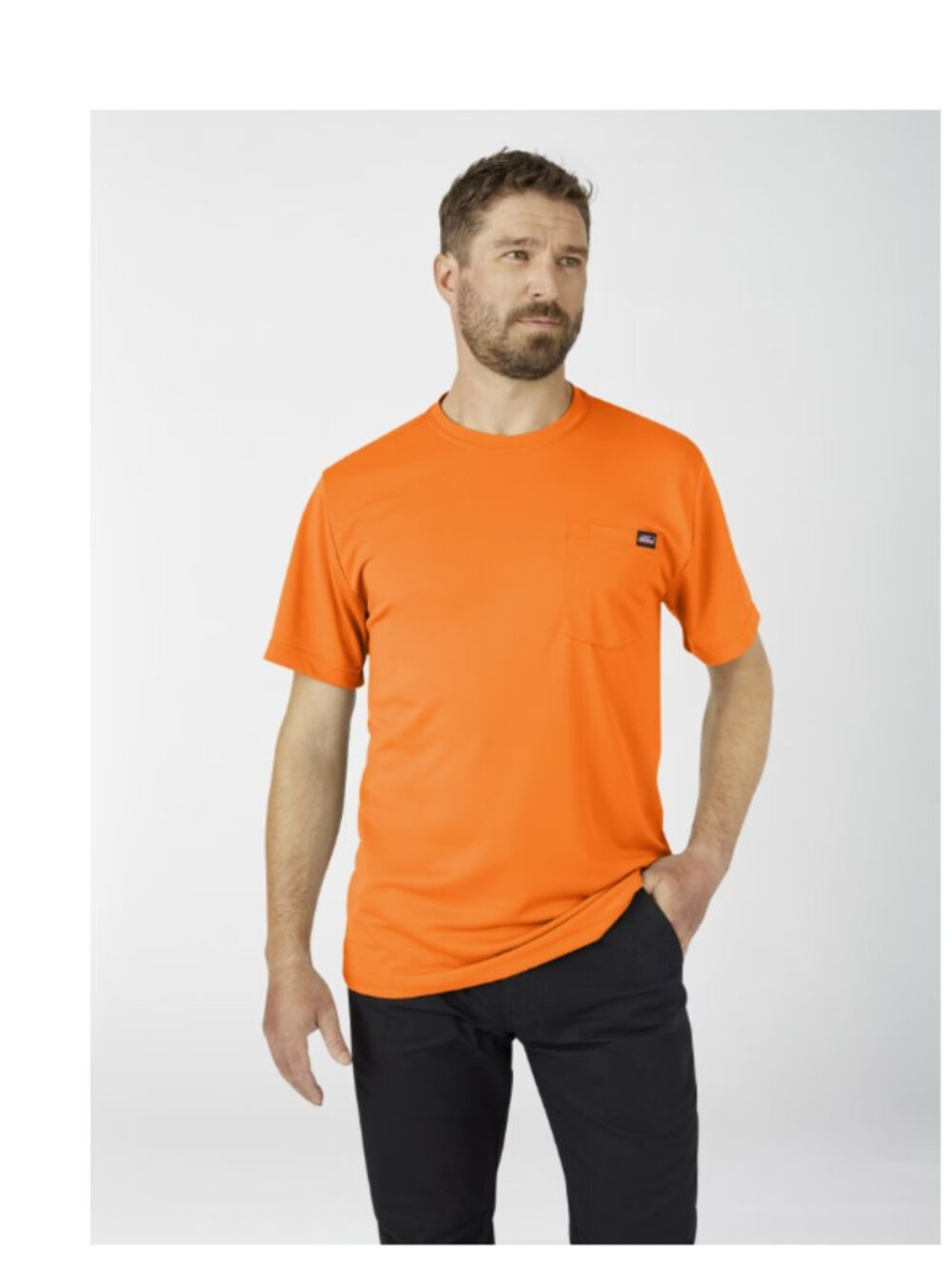 Genuine Dickies Men's Pocket T-Shirt Neon Orange Performance Moisture Wick (3XL)